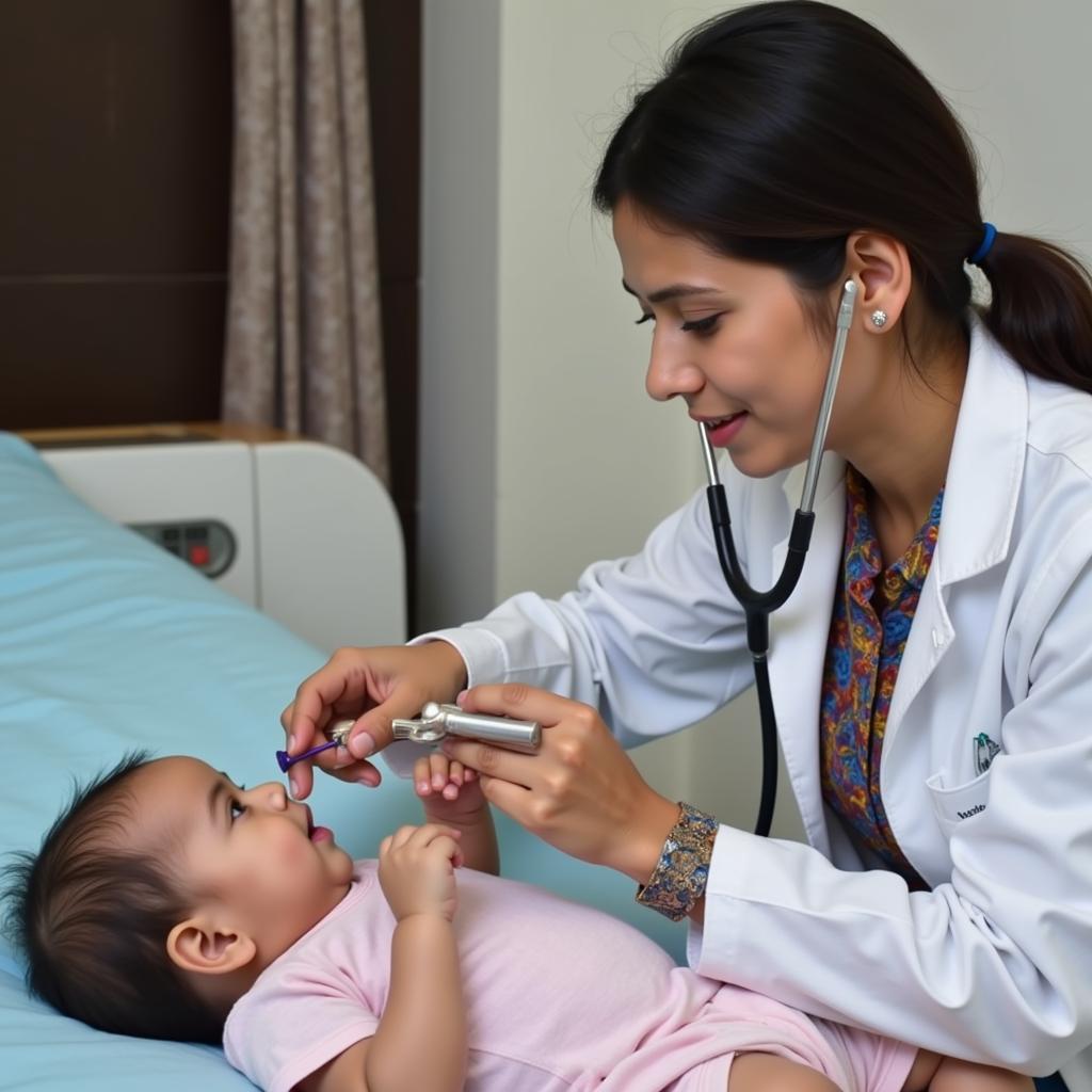 Pakistani Doctor Examining Baby