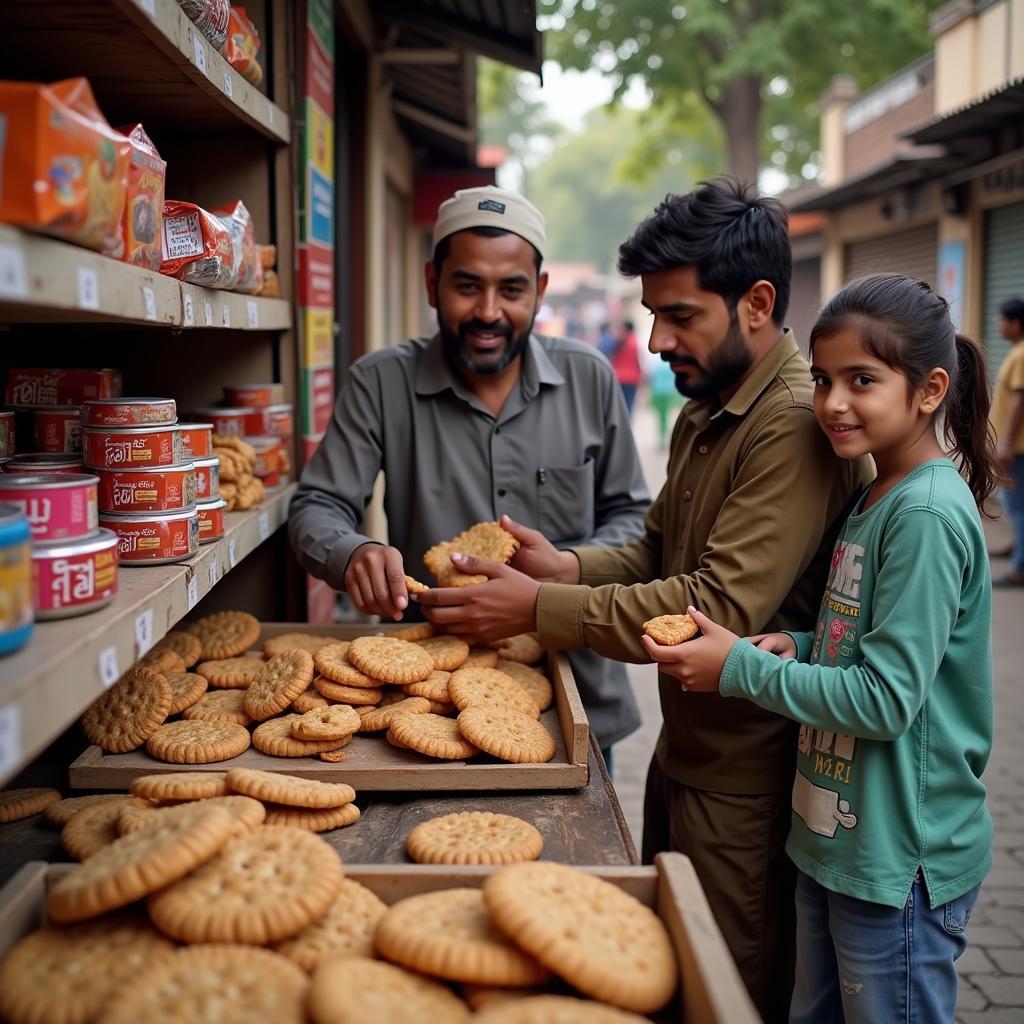 Pakistani Family Buying Biscuits