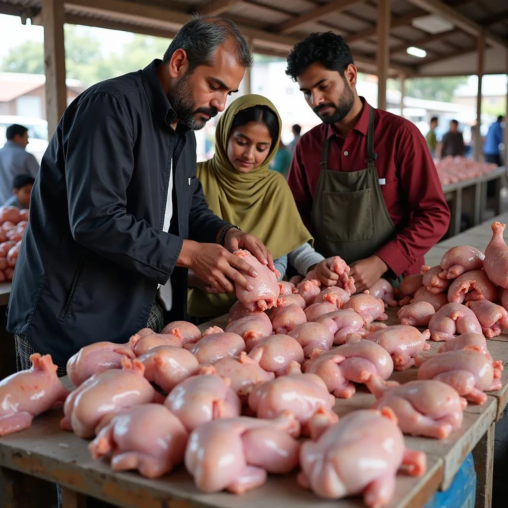 Pakistani Family Buying Chicken