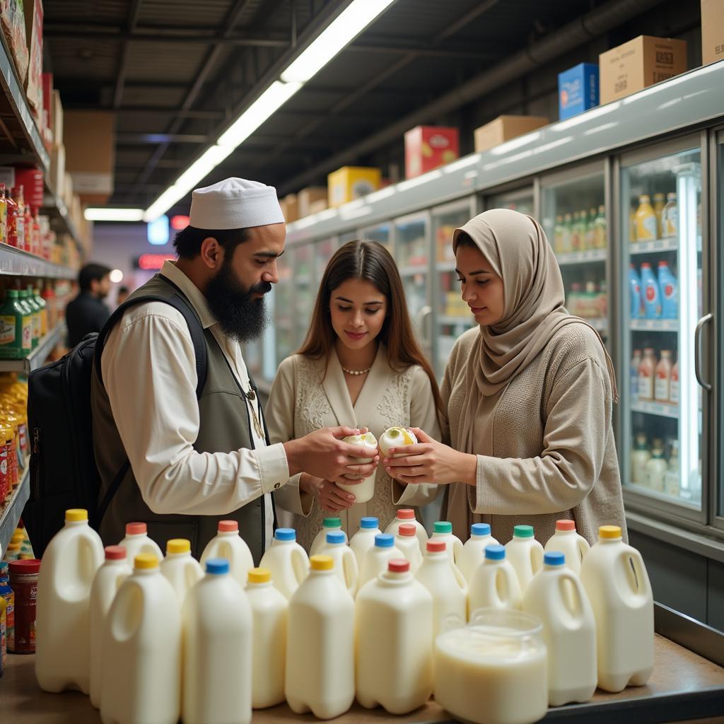 Pakistani Family Buying Milk