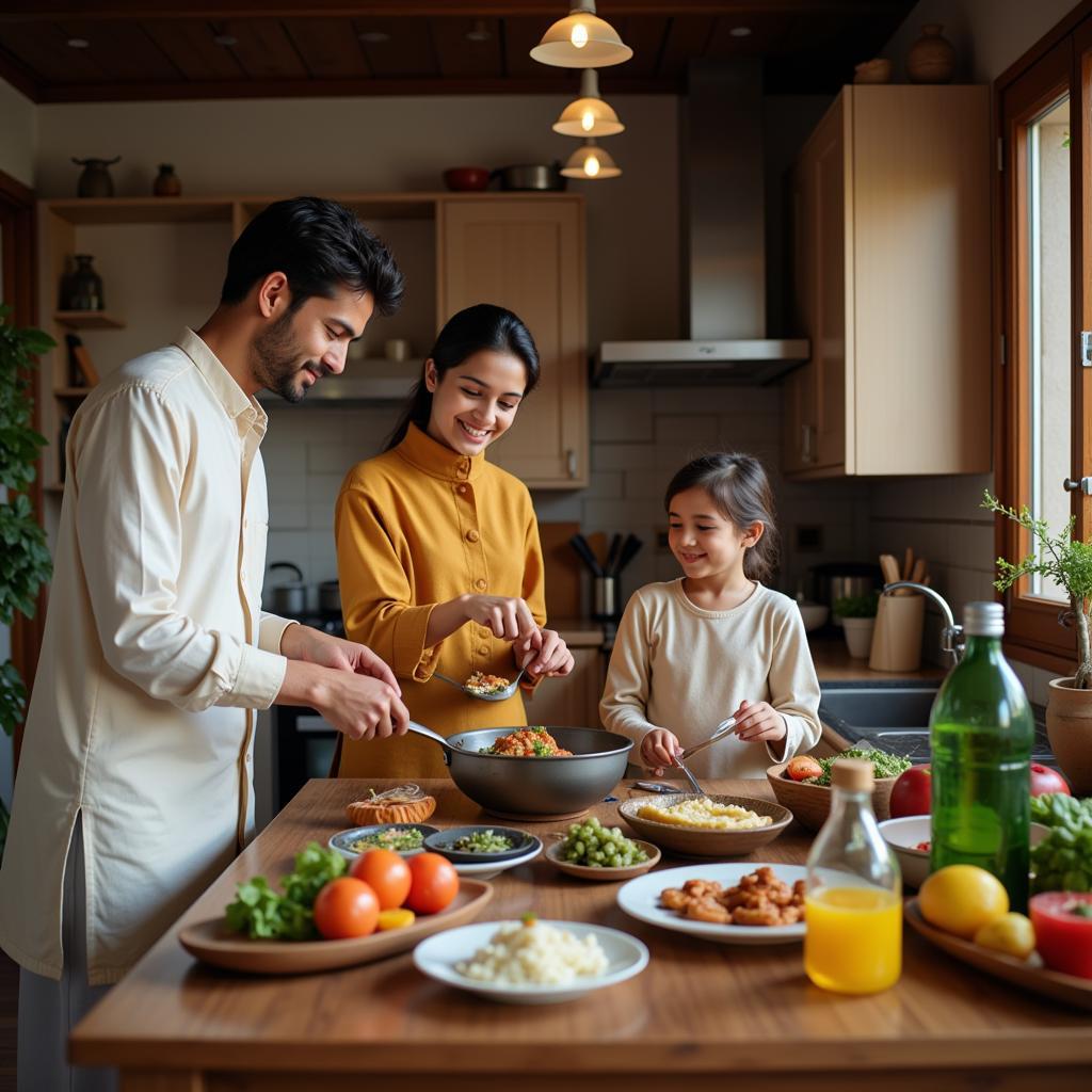 A Pakistani family preparing a meal using canola oil