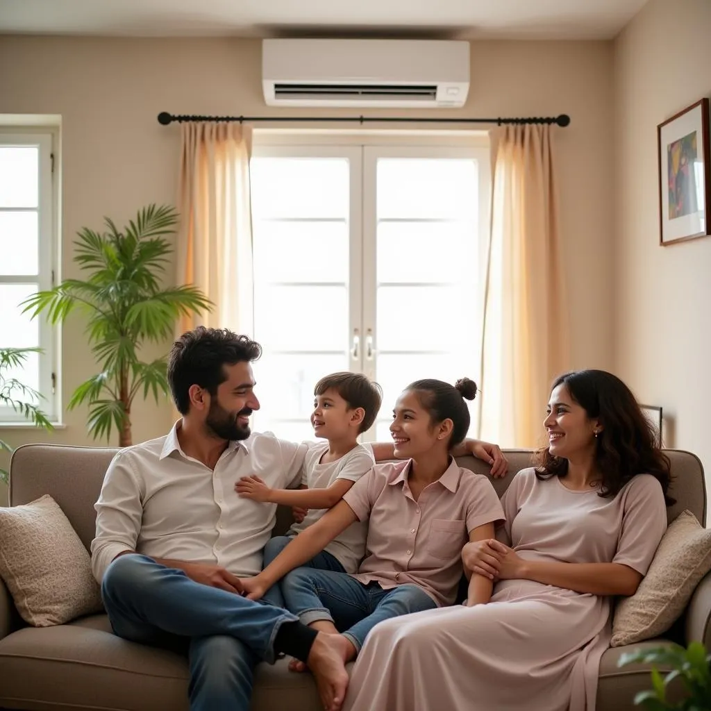 Pakistani Family Enjoying Cool Air from Their New 1 Ton Split AC