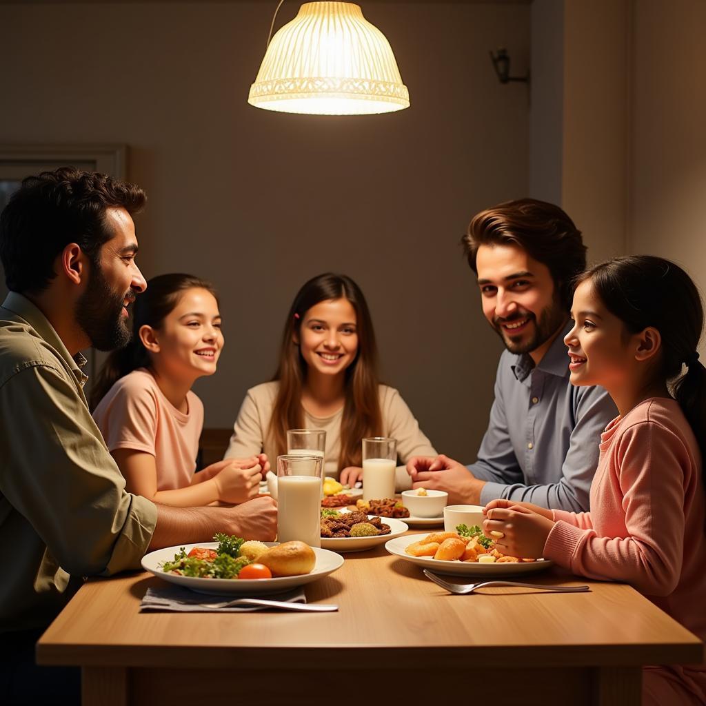 Pakistani Family Enjoying Dairy Milk