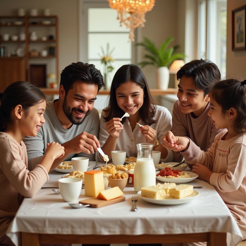 Pakistani Family Enjoying Dairy Products