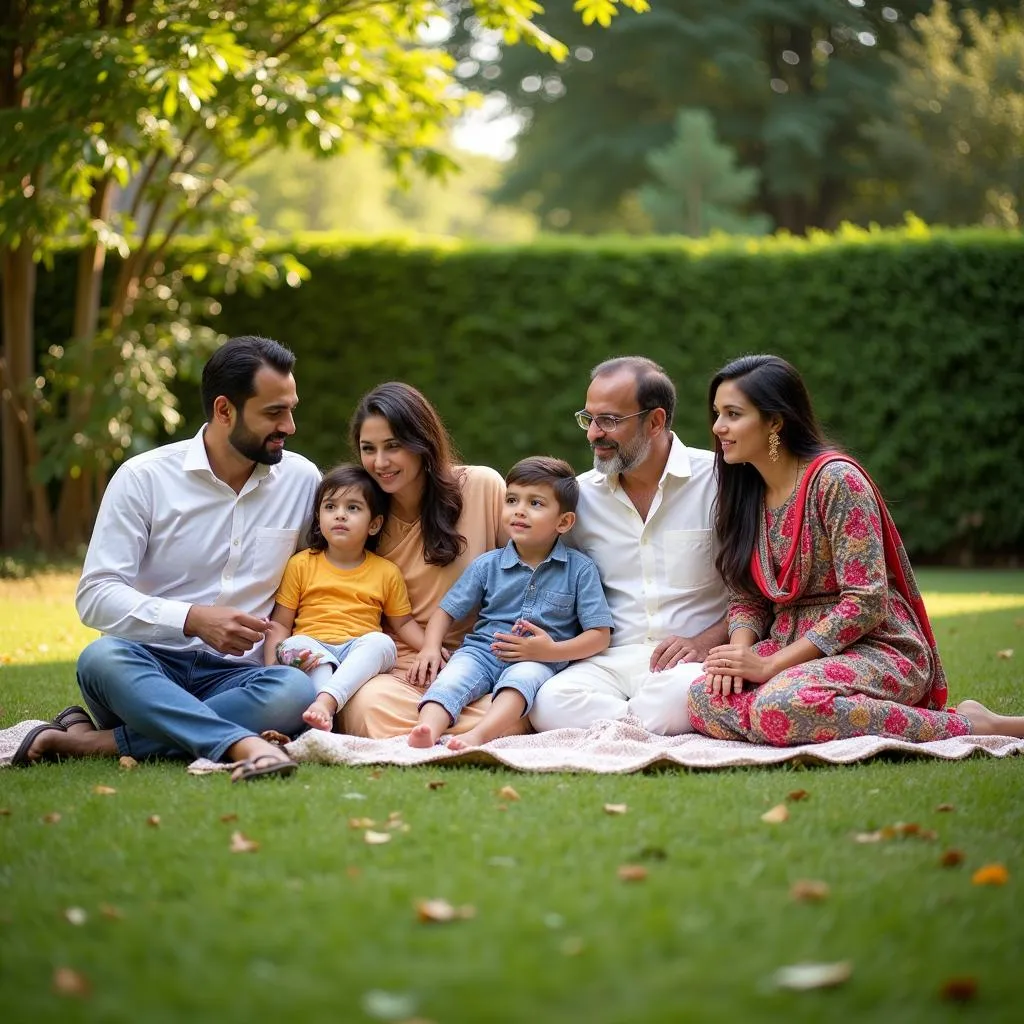 Pakistani Family Enjoying Jhula in Garden