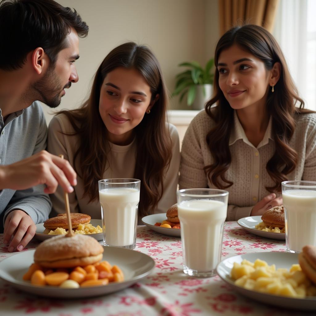 Pakistani Family Enjoying Milk