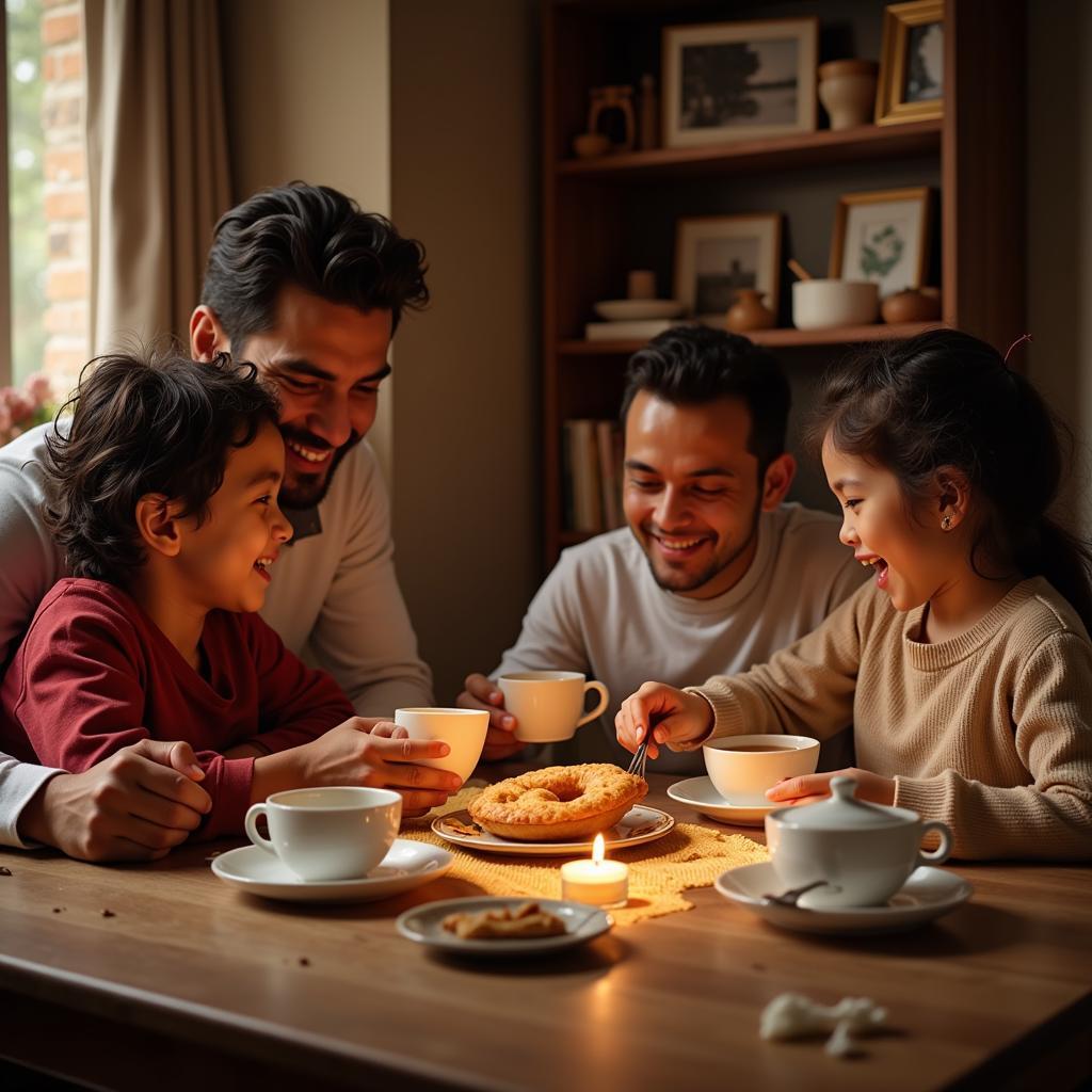 Pakistani family enjoying nimko