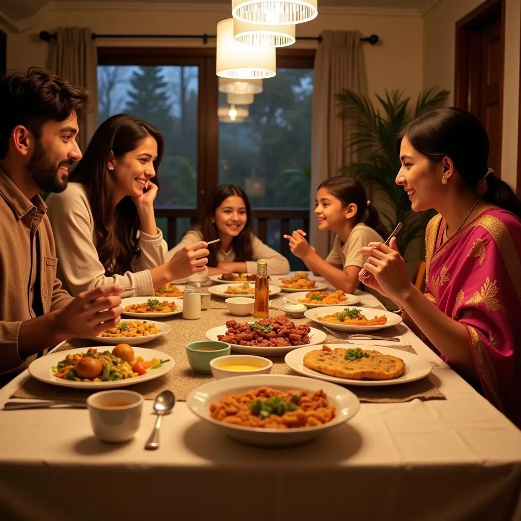 Pakistani family enjoying a meal with ragi