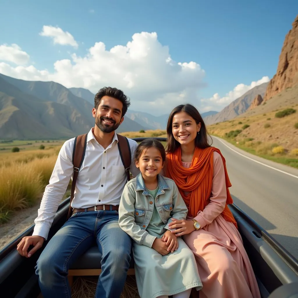 Pakistani Family Enjoying a Scenic Road Trip