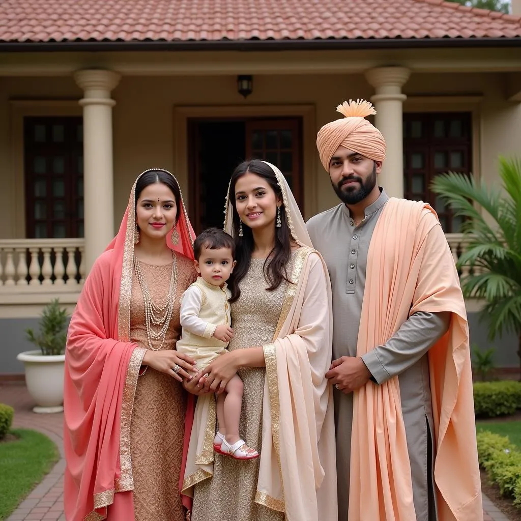 Pakistani Family in Traditional Attire