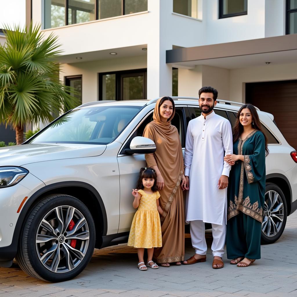 Pakistani Family and Luxury Car