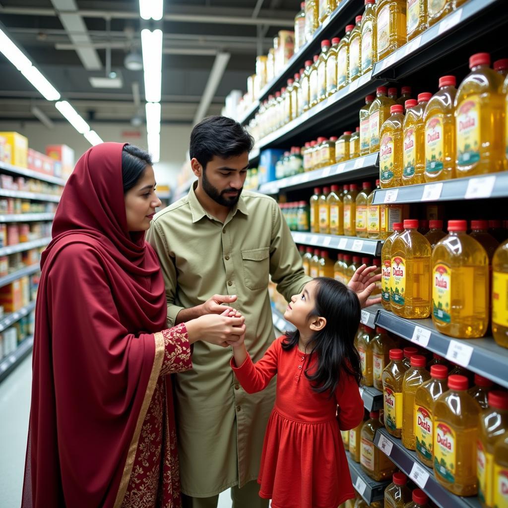 Pakistani Family Shopping for Dalda Oil