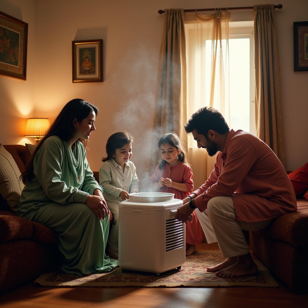 Pakistani Family Using a Cooler