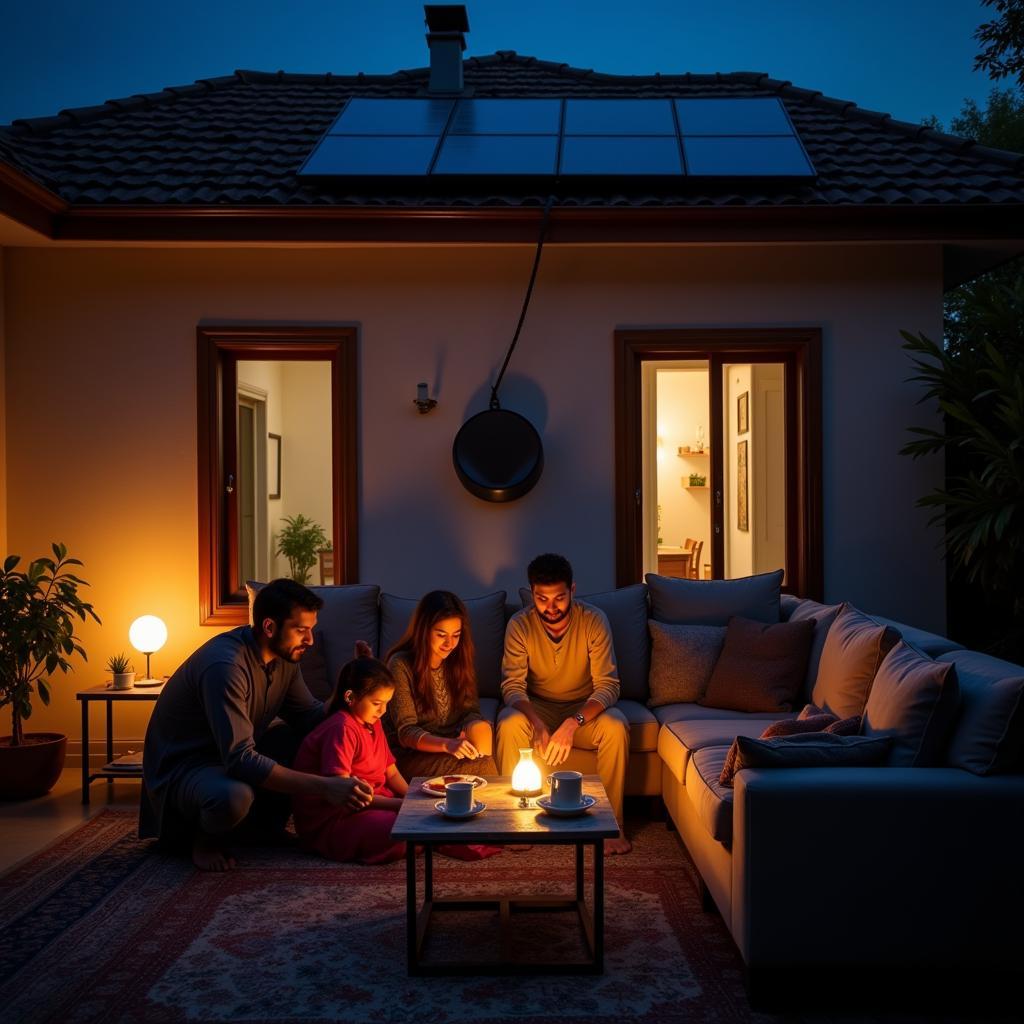 Pakistani Family Using Solar Power