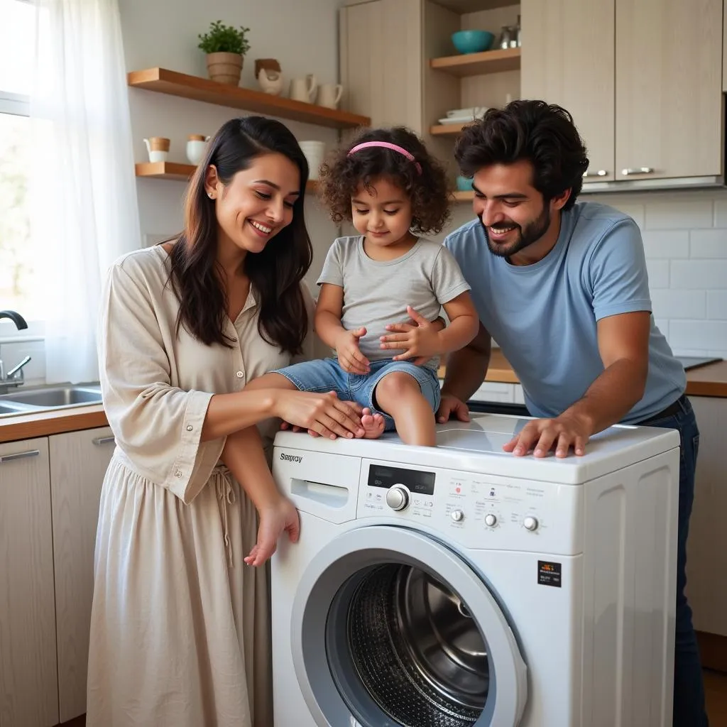 Pakistani Family Using Washing Machine