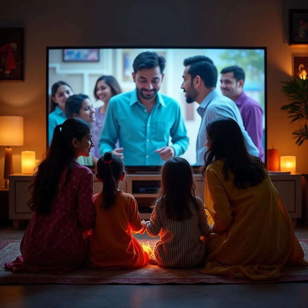 Pakistani Family Enjoying Haier LED TV