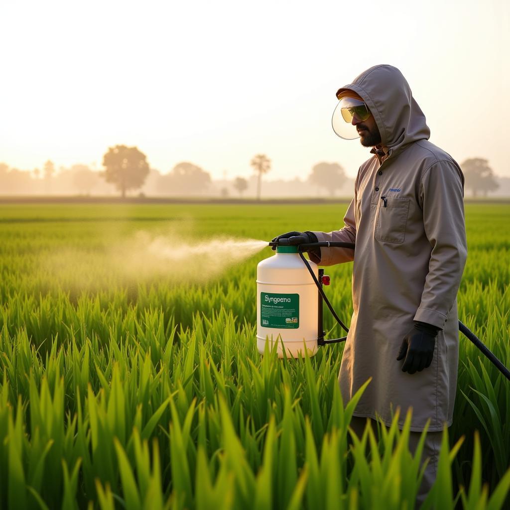 Pakistani Farmer Applying Tilt Syngenta