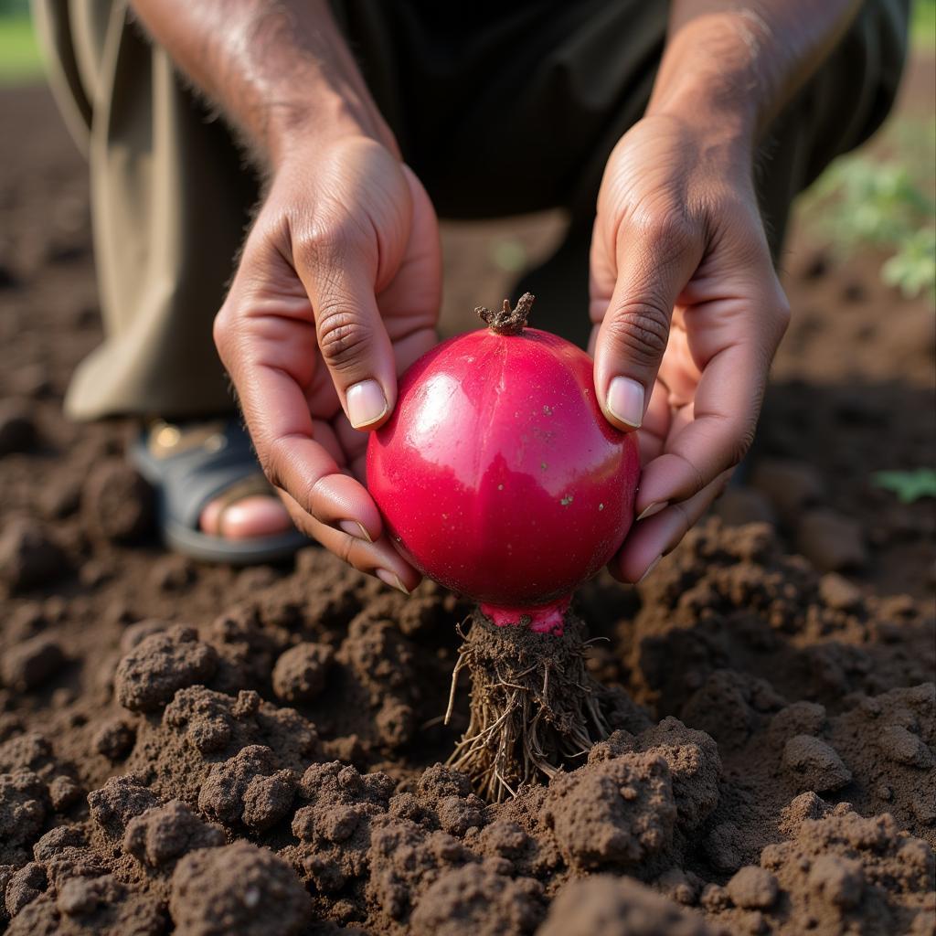 Pakistani Farmer Harvesting Beetroot