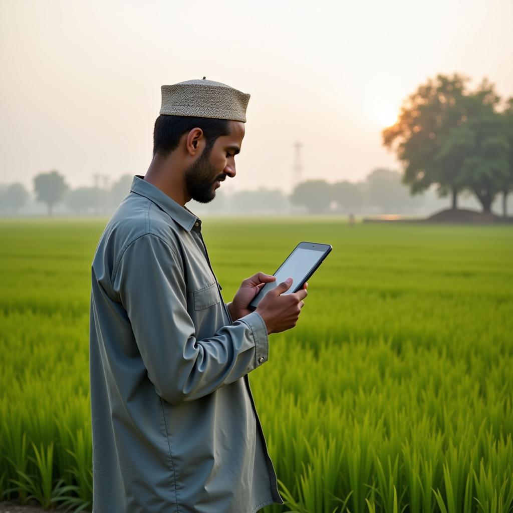 Pakistani Farmer Using Technology