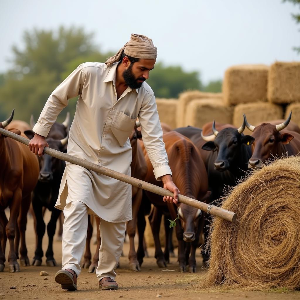 Pakistani Farmer with Livestock