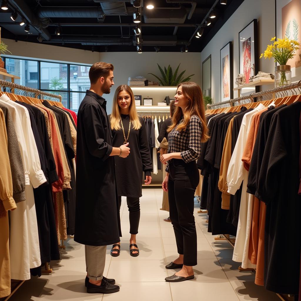 Pakistani fashion enthusiasts shopping at a local brand store