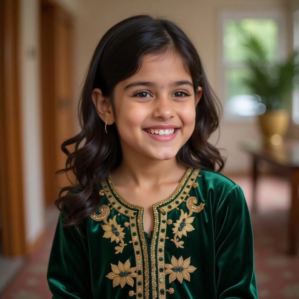 Pakistani Girl in Velvet Dress