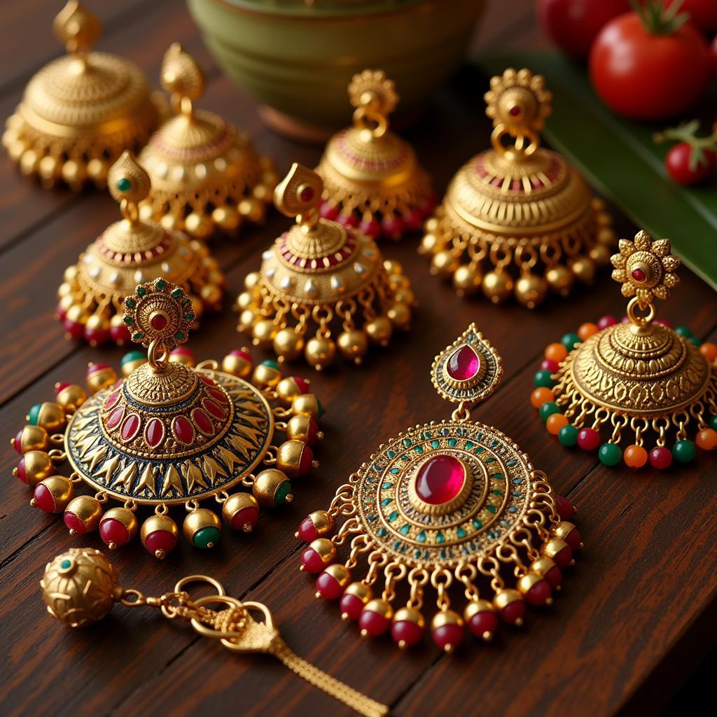 Intricate Pakistani Gold Ear Tops Designs