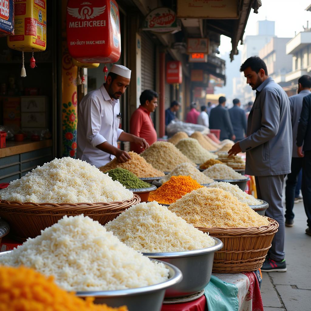 Busy grocery market in Pakistan