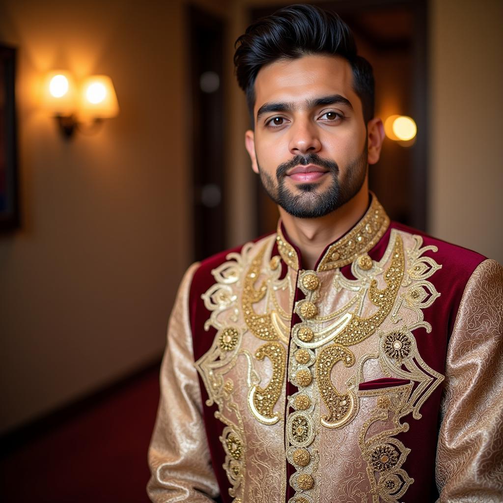 Pakistani Groom in an Elaborate Waistcoat