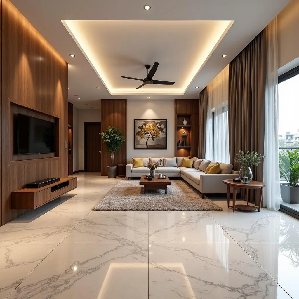 Modern Pakistani home showcasing beautiful floor tiles