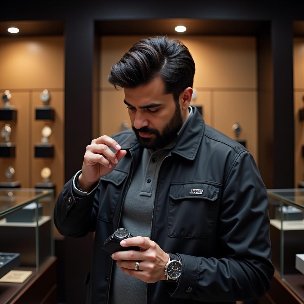 Pakistani Man Choosing a Black Watch