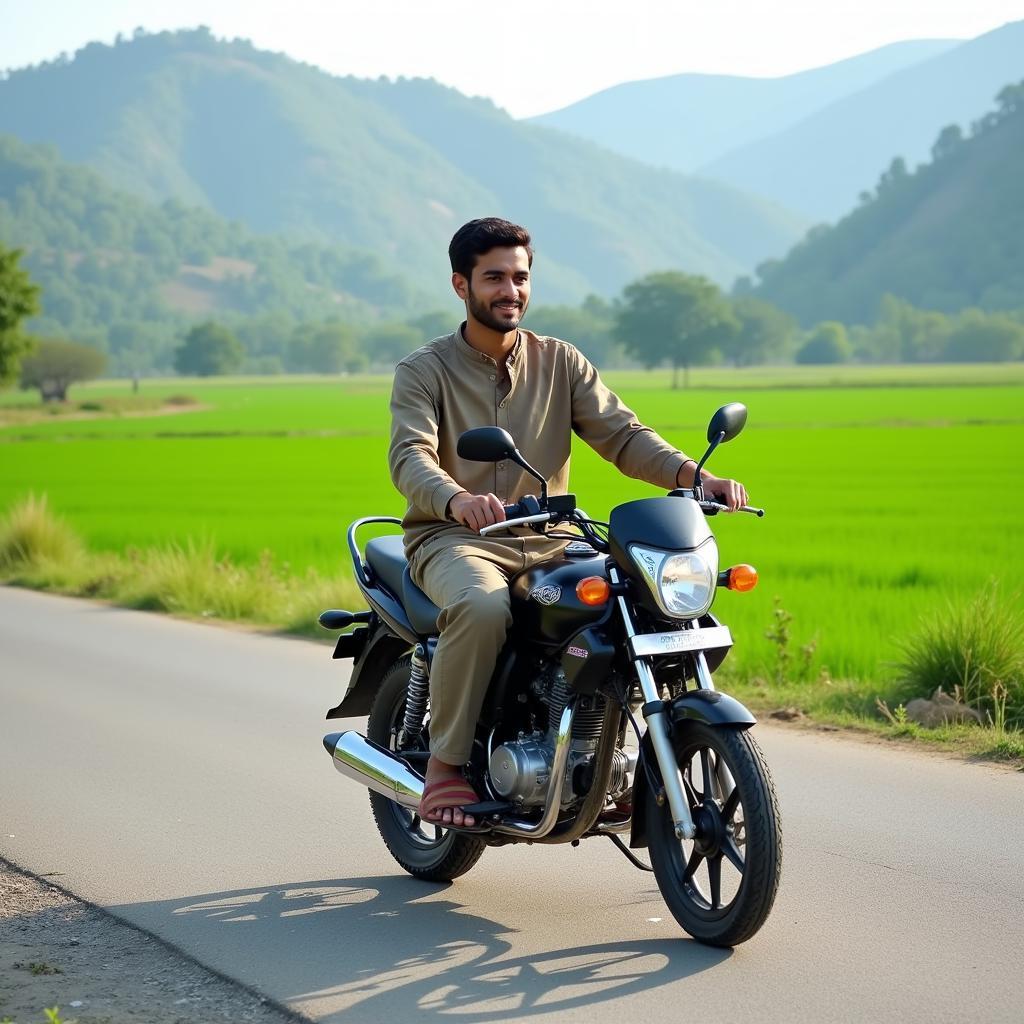 Pakistani Man Riding 110cc Bike