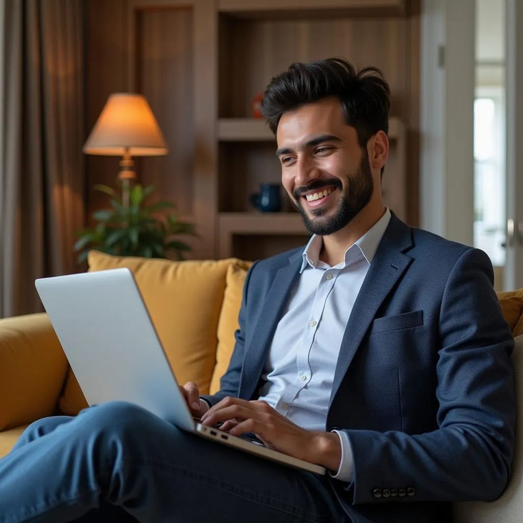 Man browsing e-commerce website on laptop