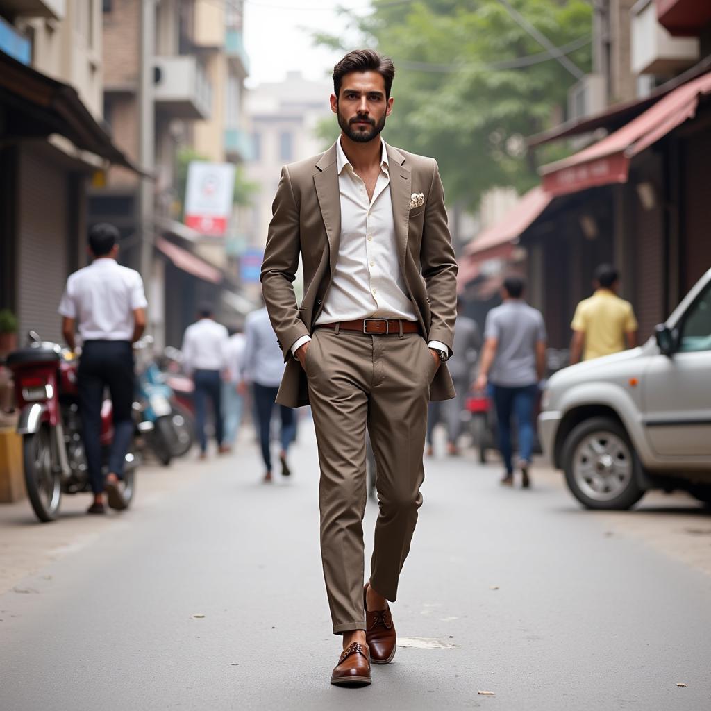 Man in Pakistan wearing double monk strap shoes.