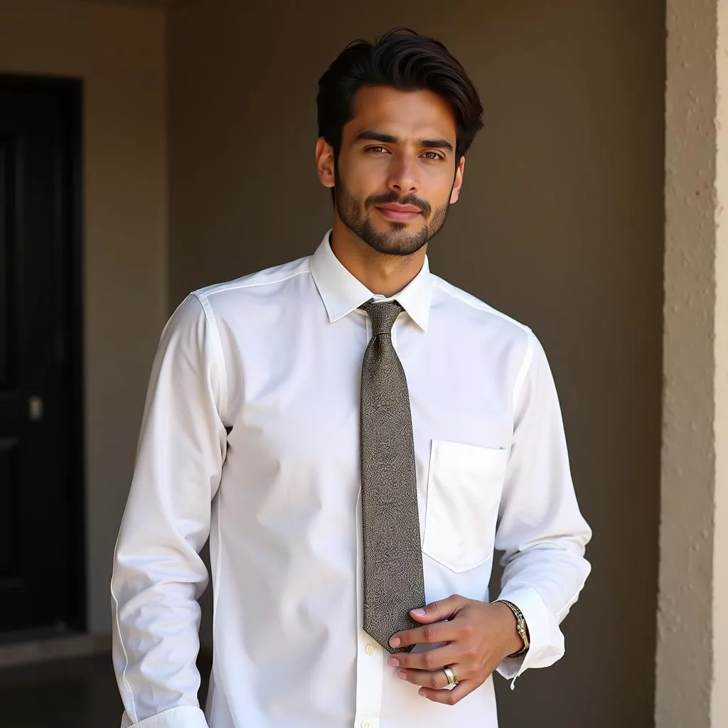 A Pakistani man confidently wearing a tie