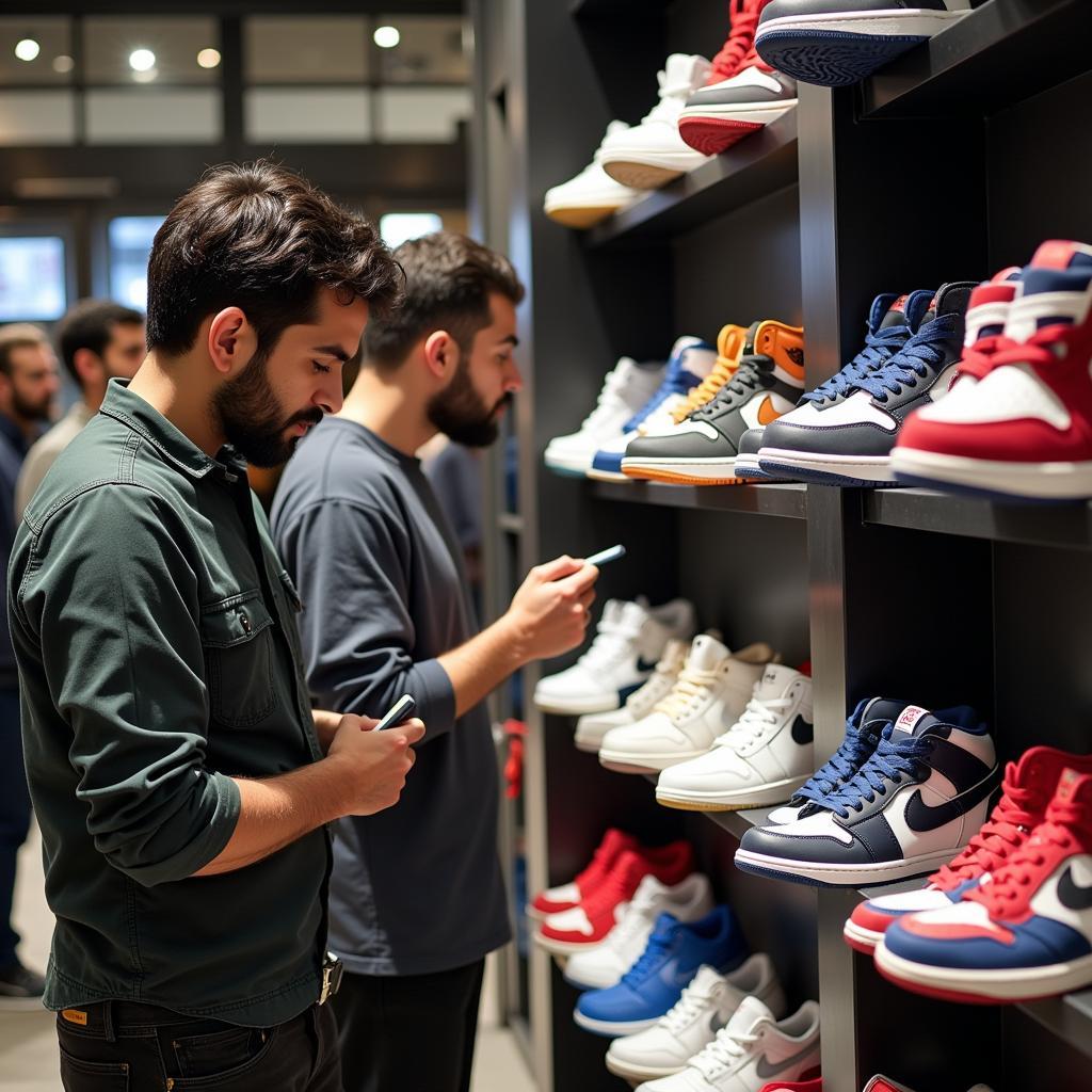 Men browsing sneakers in Pakistan