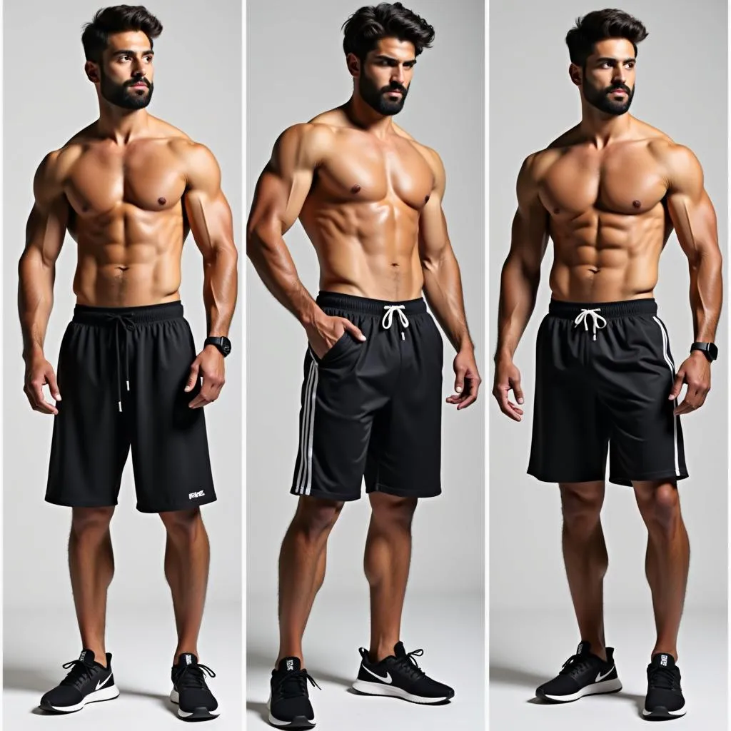 Pakistani men wearing gym shorts