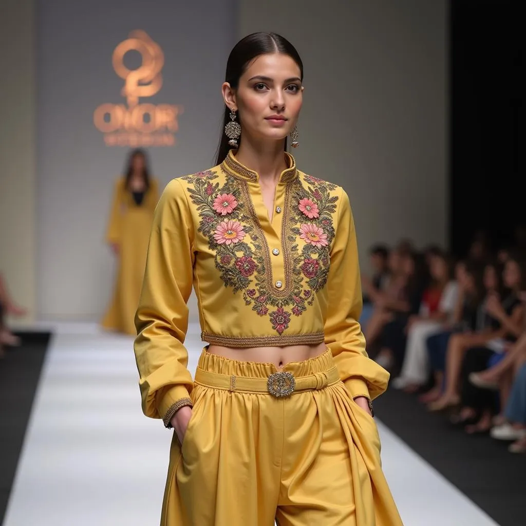 Pakistani model showcasing modern fusion wear