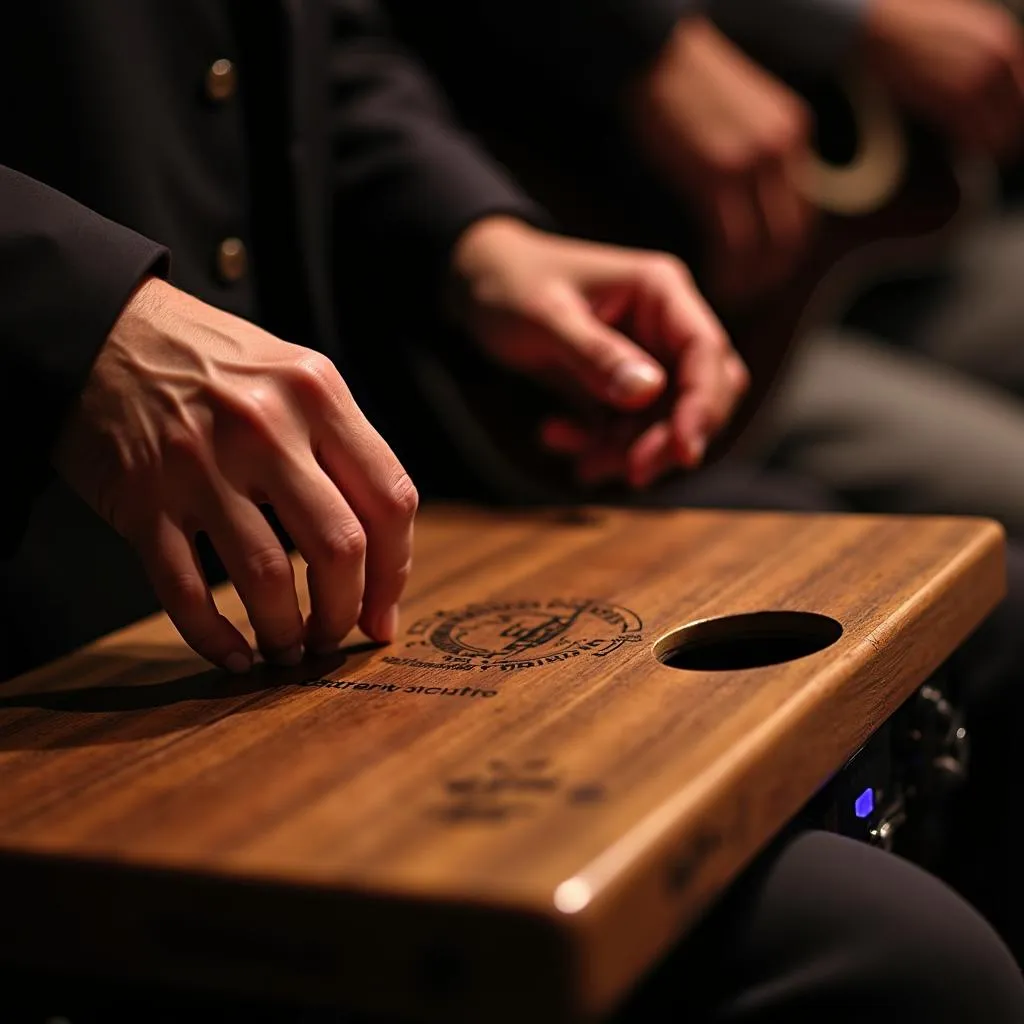 Pakistani Musician Performing with a Cajon Drum