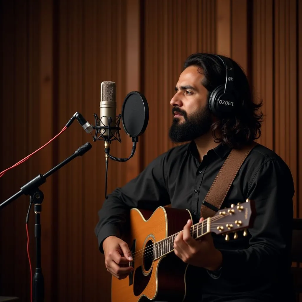 Pakistani Musician Recording Vocals with Rode NT1 Microphone