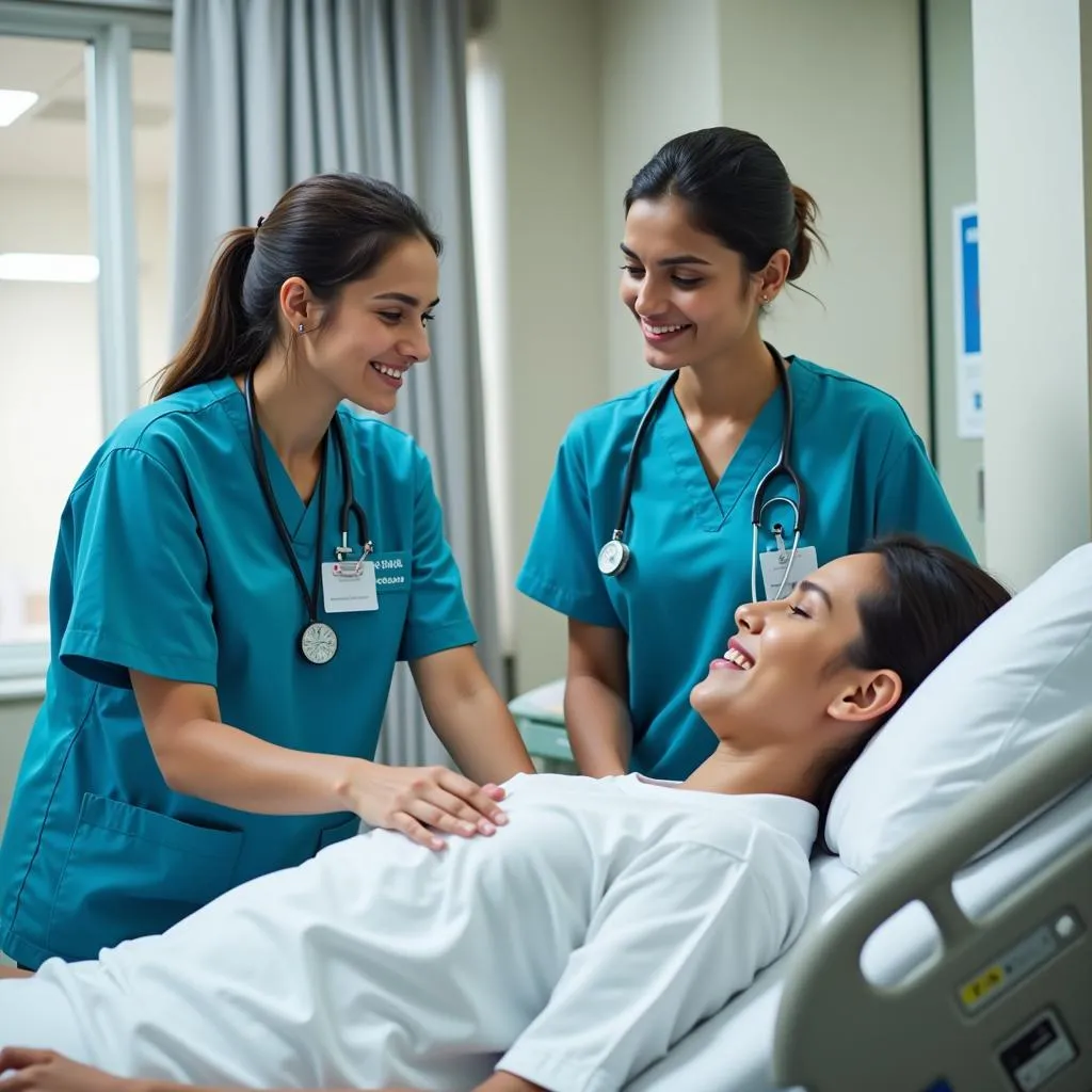 Pakistani Nurses Providing Care to a Patient