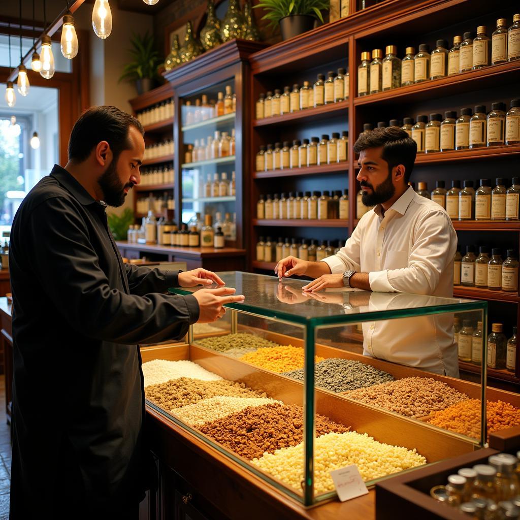 Pakistani Perfume Shop with Amber Oud Display