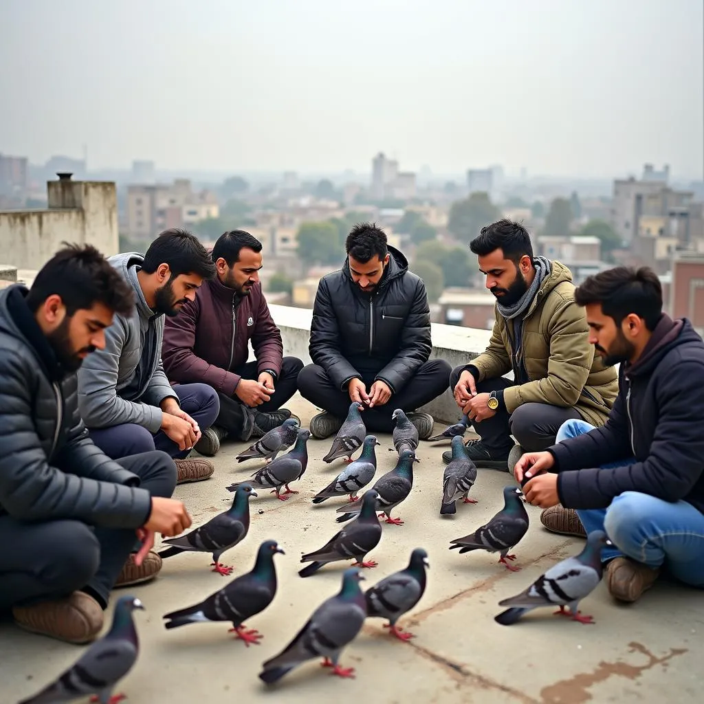 Pakistani Pigeon Club Members Preparing for a Race