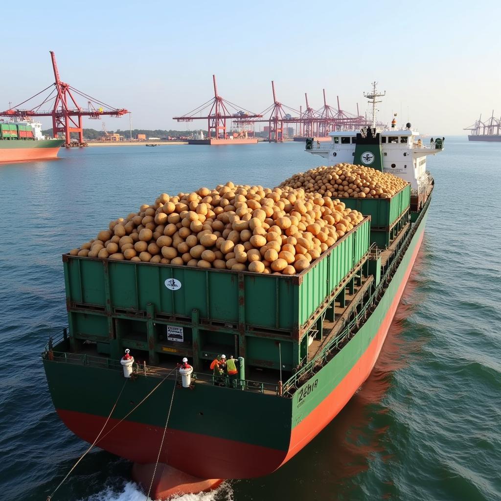 Pakistani Potatoes Being Loaded for Export