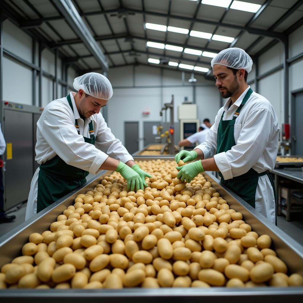 Pakistani Potatoes Being Packaged