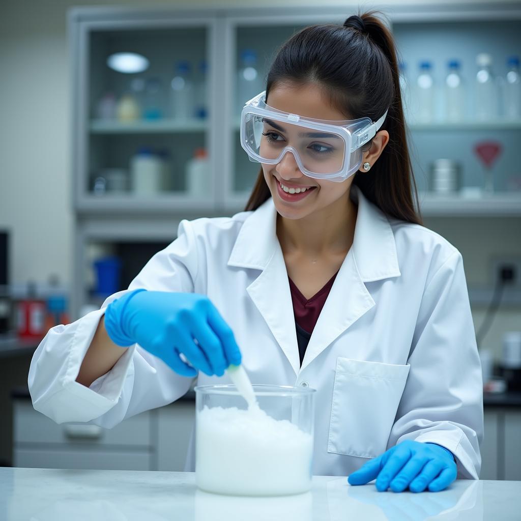 Pakistani scientist working with liquid nitrogen