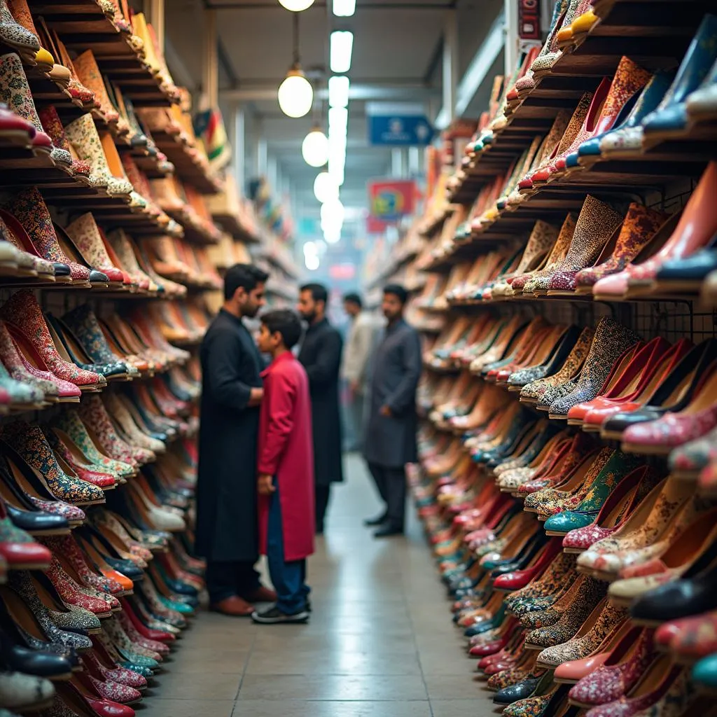 Pakistani shoe stores with a wide variety of shoes on display