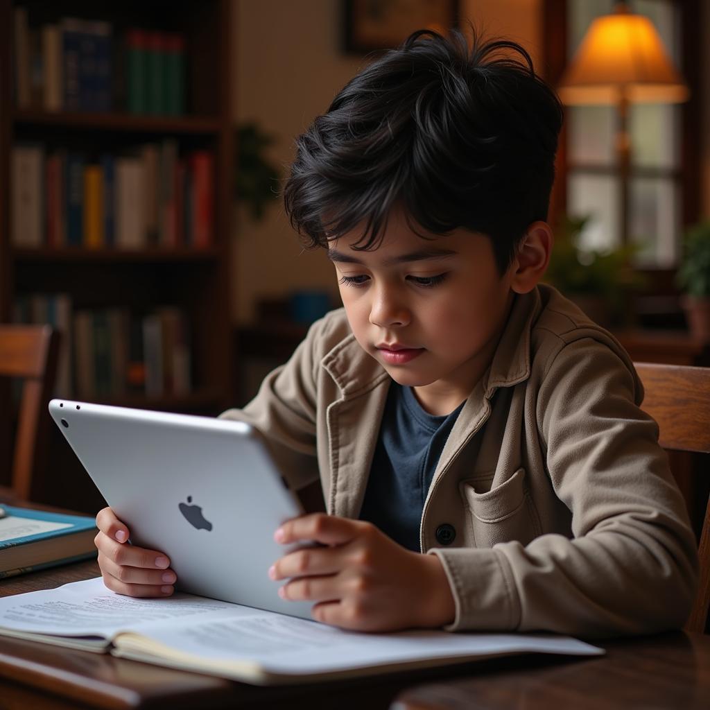 Pakistani Student Utilizing iPad Mini 5 for Education