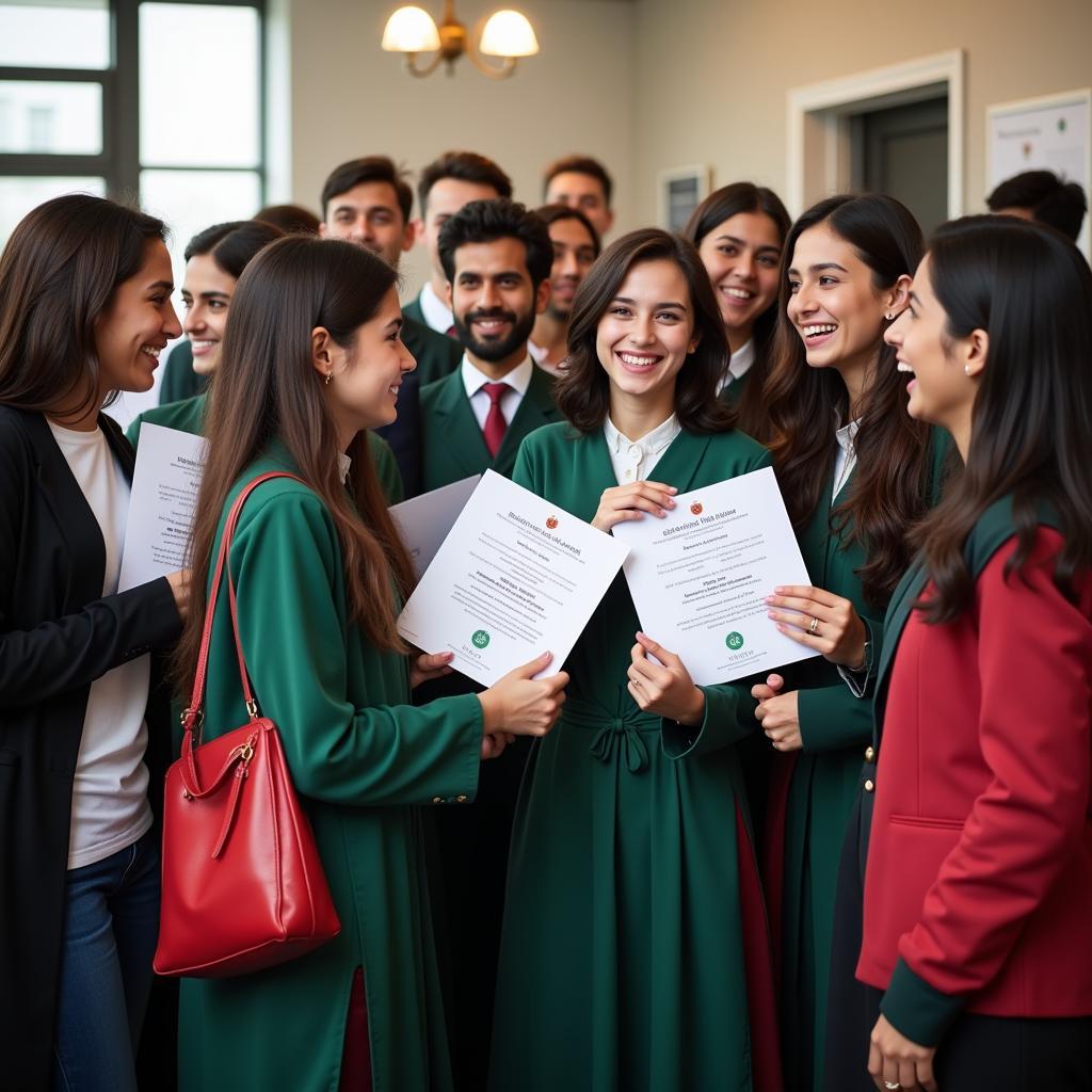 Pakistani Students Celebrating Cambridge Exam Success