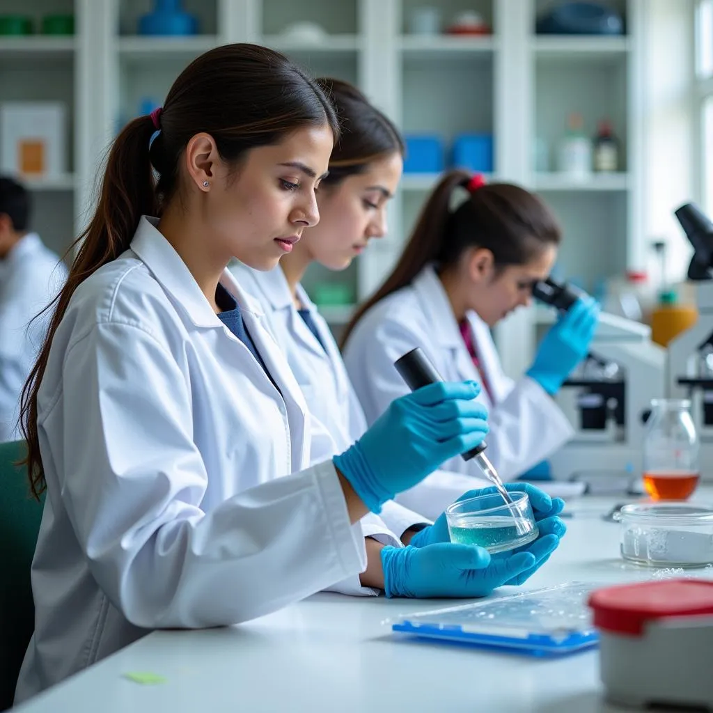 Pakistani Students Conducting Microbiology Experiments